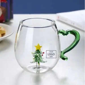 Holiday Glass Mug w/Christmas Tree
