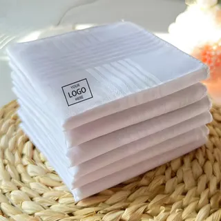Men's White Cotton Handkerchief
