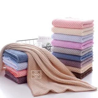 Pineapple Grid Coral Velvet Bath Towel