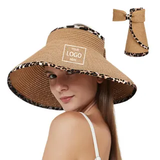 Leopard Trim Roll-Up Ponytail Visor