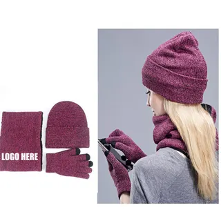 Hat, Scarf, and Touchscreen Gloves Set