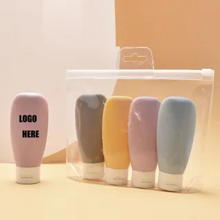 3 Oz. Leak-Proof Travel Bottles - Set of 4 - Black/Yellow/Pink/Blue/Clear
