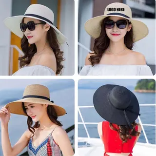 Women Summer Straw Hat - Black
