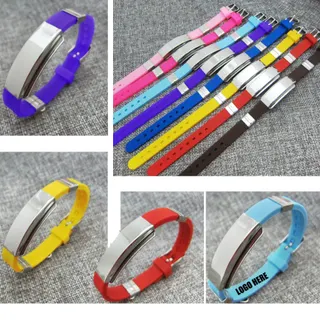 Silicone Bracelet w/Stainless Steel Plate