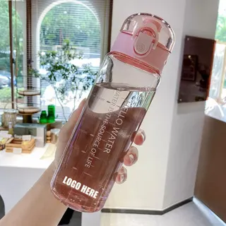 Sports Water Bottle - Clear/Pink