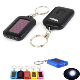 Solar Power Flashlight Keychain - Black