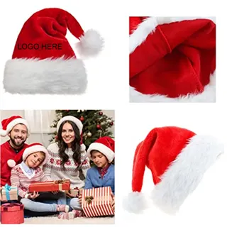 Plush Christmas Hat - Red/White