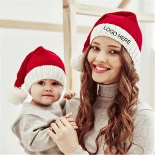 Knitted Christmas Hat - Red/White