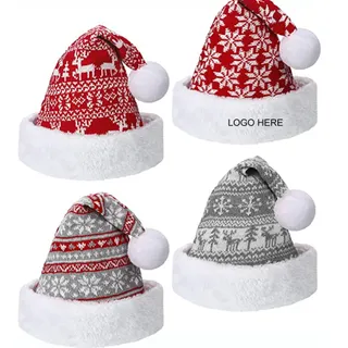 Woolen Yarn Christmas Hat - Reindeer Red/White