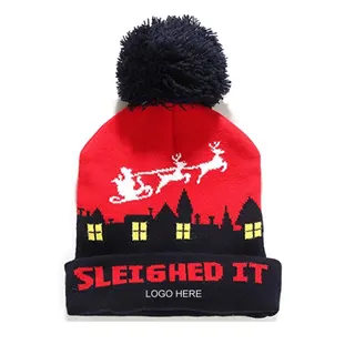 Children Knitted Christmas Beanies - Black/Red