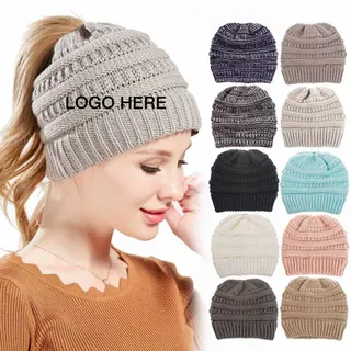 Winter Knitted Women Beanie - Beige