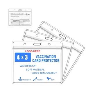 Clear PVC Vaccination Card Holder with Lanyard