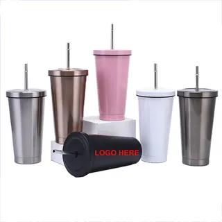 25 Oz. Tumbler w/Straw - Silver