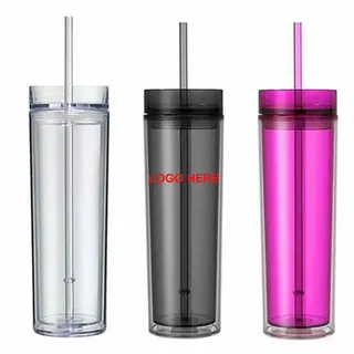 16 Oz. Translucent Tumbler w/Straw - Clear