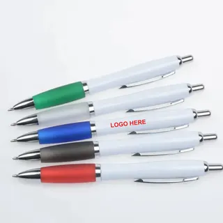 Plastic Ballpoint Pen - White/Green