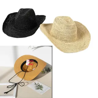 Wide Brim Summer Cowboy Hats - Beige