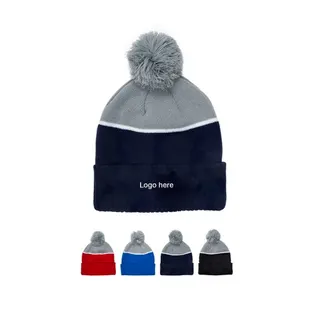 Dual Tone Beanie w/Pom