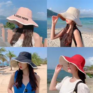 Cotton Bucket Hat - Pink/White