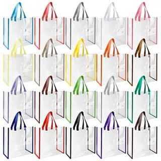 Clear Plastic Tote Bags - Clear/Blue