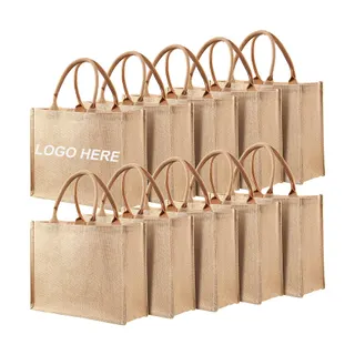 Burlap Tote Bags - Brown