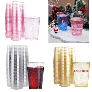 12 Oz. Glitter Plastic Cups - Gold