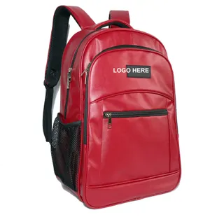 PU Leather Laptop Backpack - Red