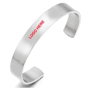 Personalized Stainless Steel Cuff - Silver