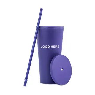 22 Oz. Colored Acrylic Tumblers w/Lids and Straws - Yellow