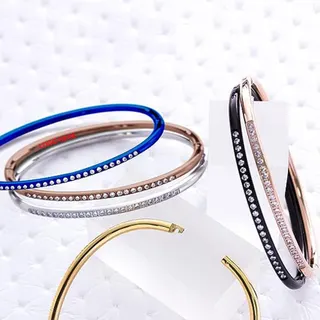 Titanium Steel Bangle w/Rhinestones