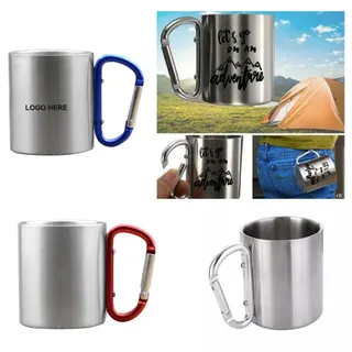 7 Oz. Travel Mug w/Carabiner - Silver