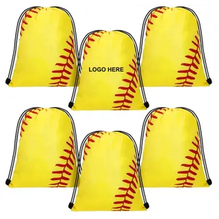 Softball Drawstring Backpack - Yellow/Red