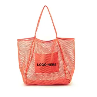 Mesh Tote Bag w/Pocket - Green