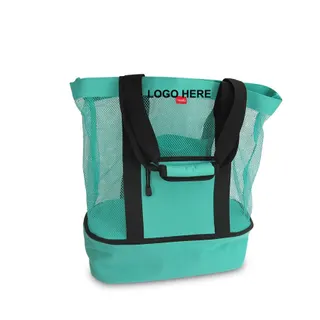 Mesh Tote Bags w/Cooler - Pink