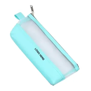 PVC Mesh Pencil Cases - Blue/Clear