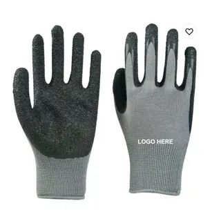 Knit Gloves w/Nitrile Coated Palm - Black/Gray