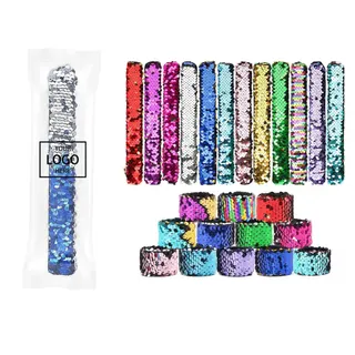 Sequin Slap Bracelet - Rainbow/Silver