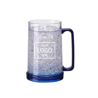 16 Oz. Double Wall Gel Freezer Mug - Clear/Blue