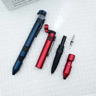 6-in-1 Outdoor Survival Tool Pen - Black