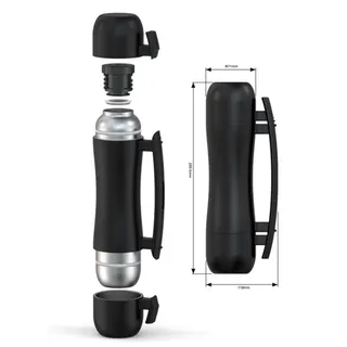 Handle Dual Lid Waisted Thermos - Black