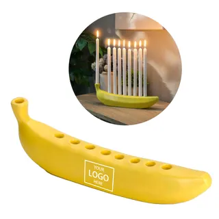 Banana-Shaped Candle Holder - Yellow