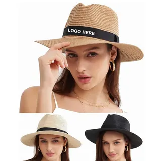 Straw Panama Hat - Black