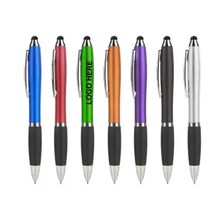 Touch Screen Rubberized Ballpoint Pen - Blue/Black